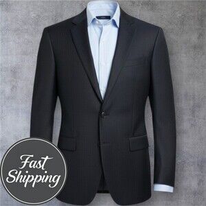 HICKEY FREEMAN Men’s Navy Blazer Sport Coat Two Button Suit Jacket 40R Wool